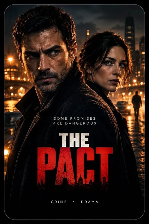 Crime drama movie poster featuring a man and woman in a dark city at night on IPTVX