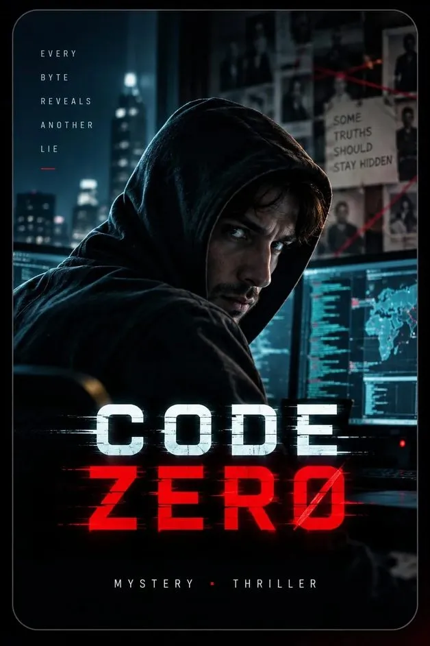 Cyber thriller poster featuring a mysterious hacker in front of computer screens on IPTVX