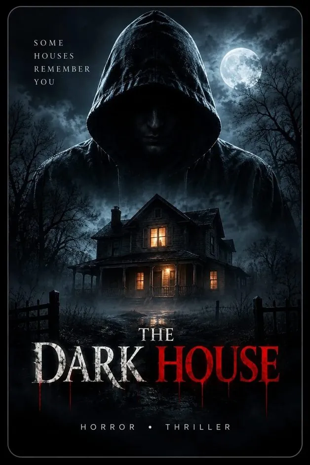 Horror thriller poster featuring a dark haunted house under a full moon on lux iptv