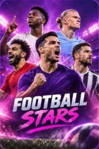 Football stars poster featuring professional players inside a brightly lit stadium on IPTVX