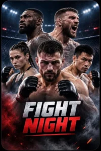 Fight night poster featuring MMA fighters ready for an intense arena competition on IPTVX